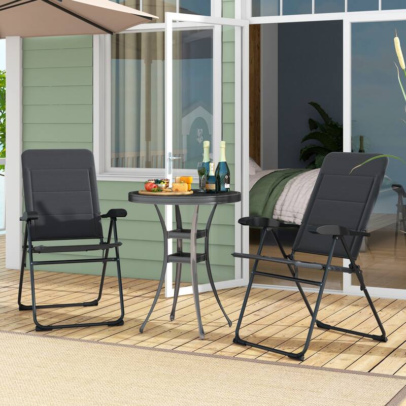 Gymax 4PCS Patio Folding Chairs Back Adjustable Reclining Padded