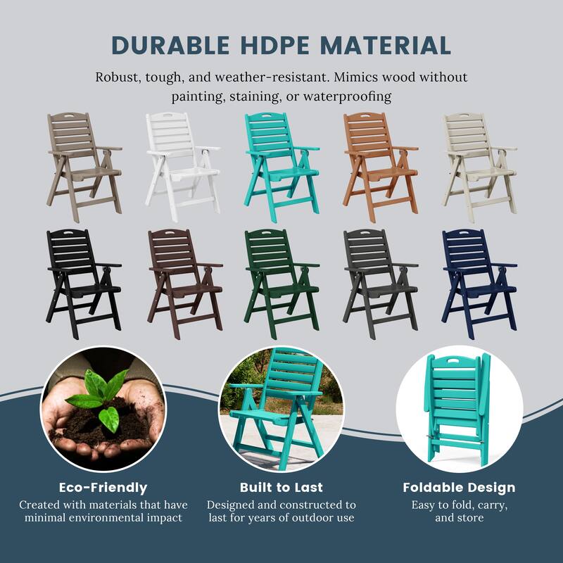 Coastline Patio Folding Highback Dining Chair Set of 2