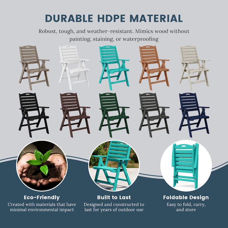 Laguna Foldable Highback Patio Dining Chair with Adjustable Recline Feature