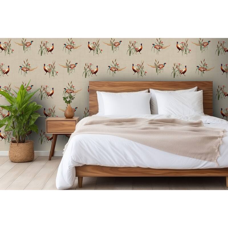 Arthouse Eustace Neutral Pheasant Meadow Wallpaper