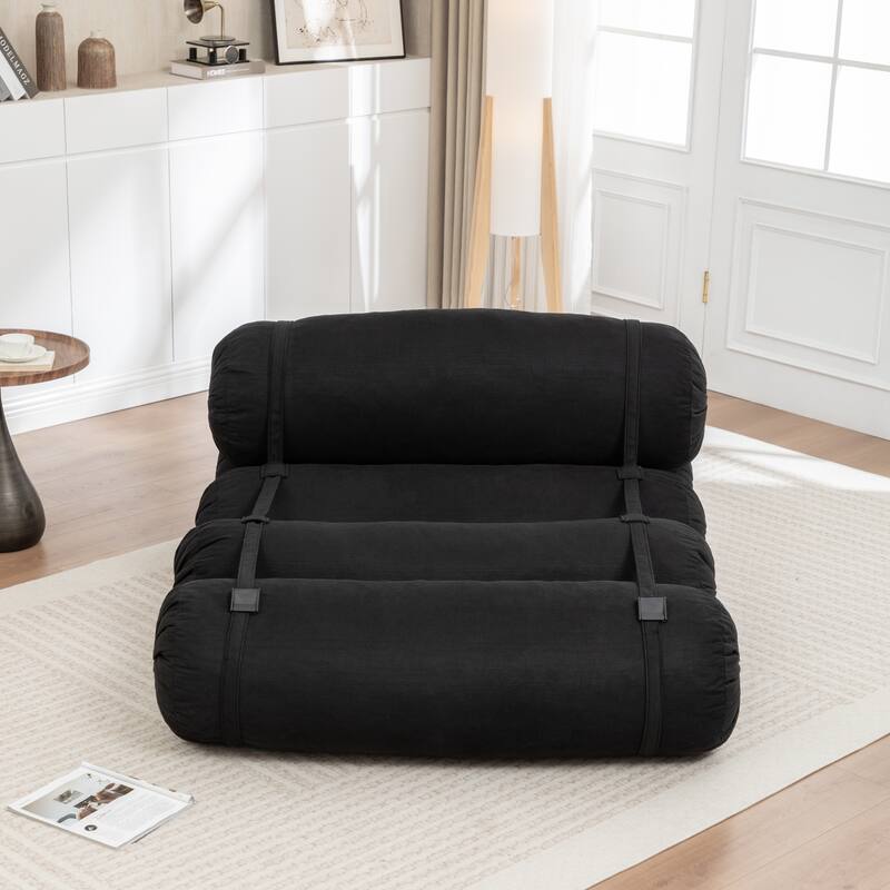 Versatile Lazy Sofa Corduroy Chaise Lounge Floor Couch Composed of 5 Cylindrical Pillows with Adjustable Straps