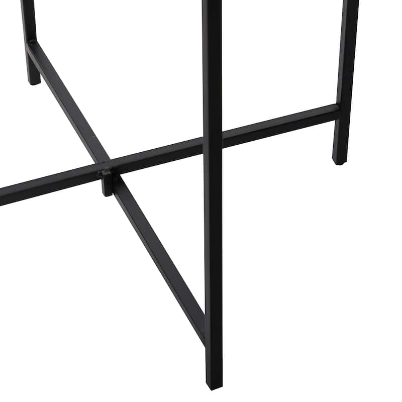 Terrazzo Stone Accent Table with Black Metal X-Stand - White - Roche River Decor