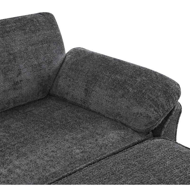 Modular Convertible Sectional Sofa Bed Set, 4 Seat Upholstered Sleeper Corner Couch, Deep-Seat Loveseat With Ottoman
