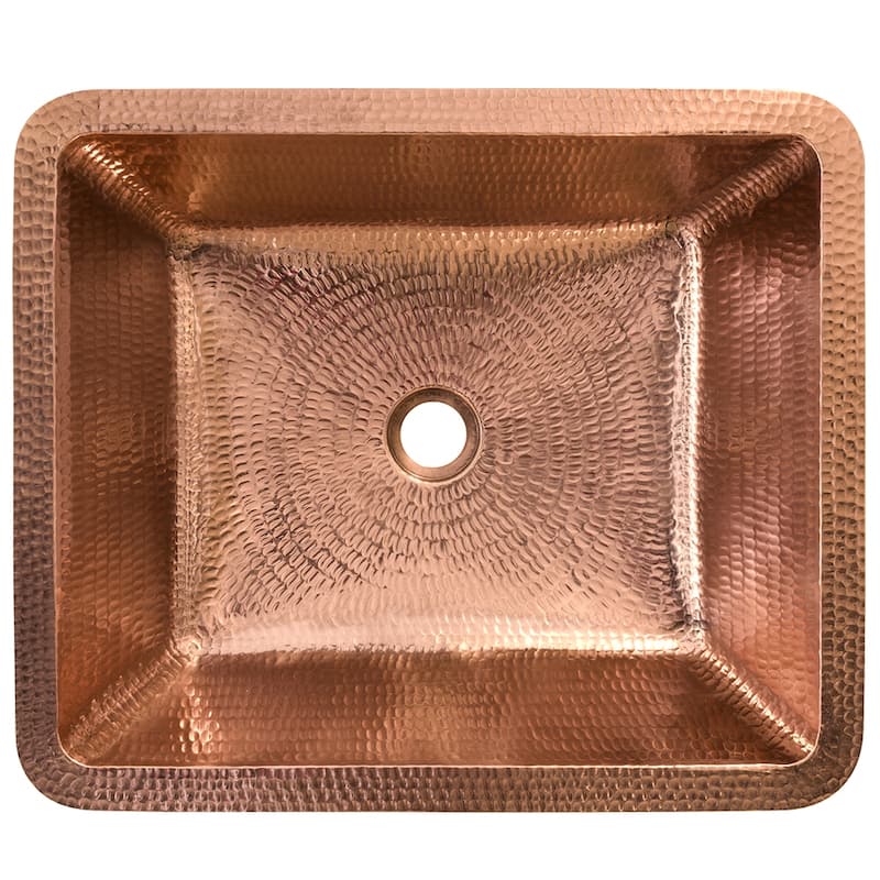 19" Rectangle Skirted Vessel Hammered Copper Sink in Polished Copper (VREC19SKPC)