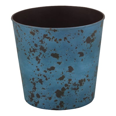 Cheungs Round, 10.5" rustic blue planter with a tapered body - 12x12x11
