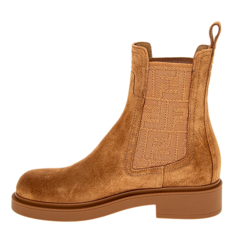 Fendi Filo Biker Boots in Suede - Bronze