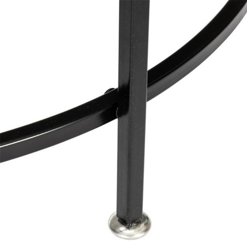 2 Layers 5mm Thick Tempered Glass Countertops Round Wrought Iron Coffee Table - Black - 25.98"L x 25.98"W x 16.53"H