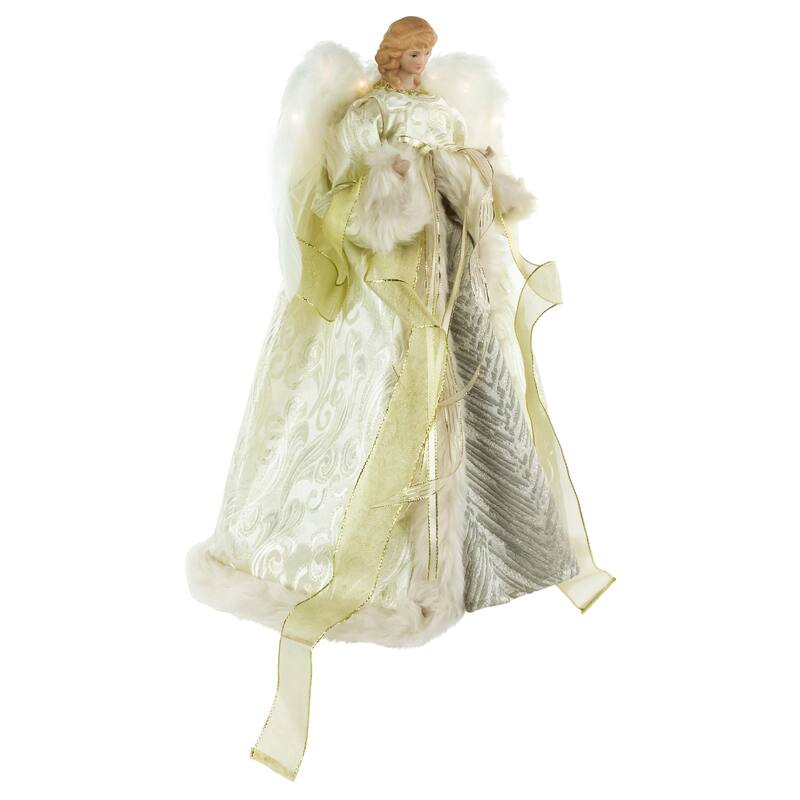 18" Lighted Angel in a Dress Christmas Tree Topper - Warm White Lights