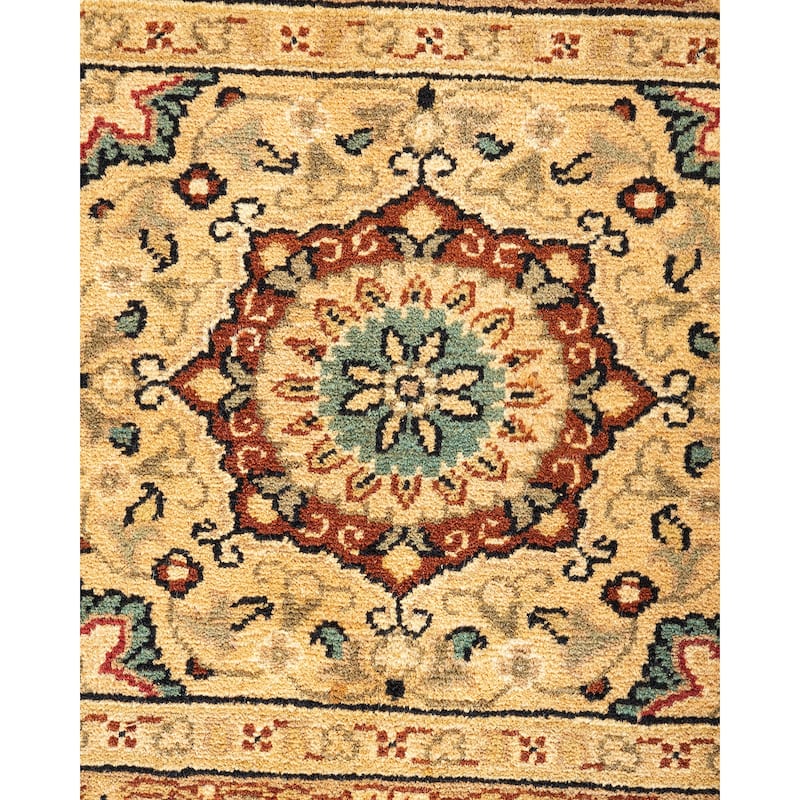 Overton Hand Knotted Wool Vintage Inspired Traditional Mogul Yellow Area Rug - 9 x 12