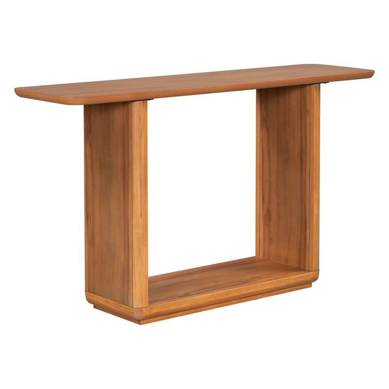 59.8" U-Base Console Table with Acacia Veneer Finish