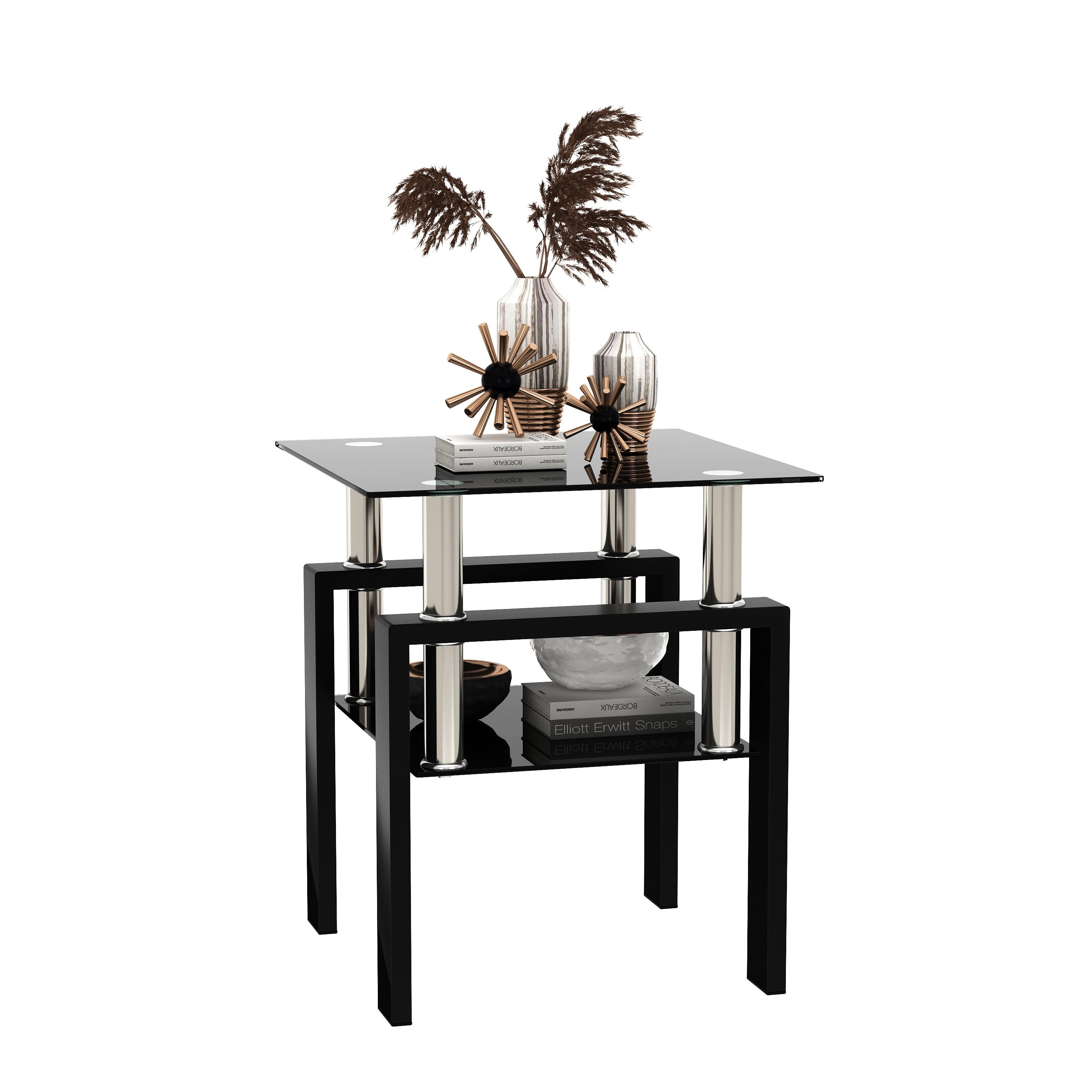 1-Piece Modern Tempered Glass Tea Table Coffee Table End Table