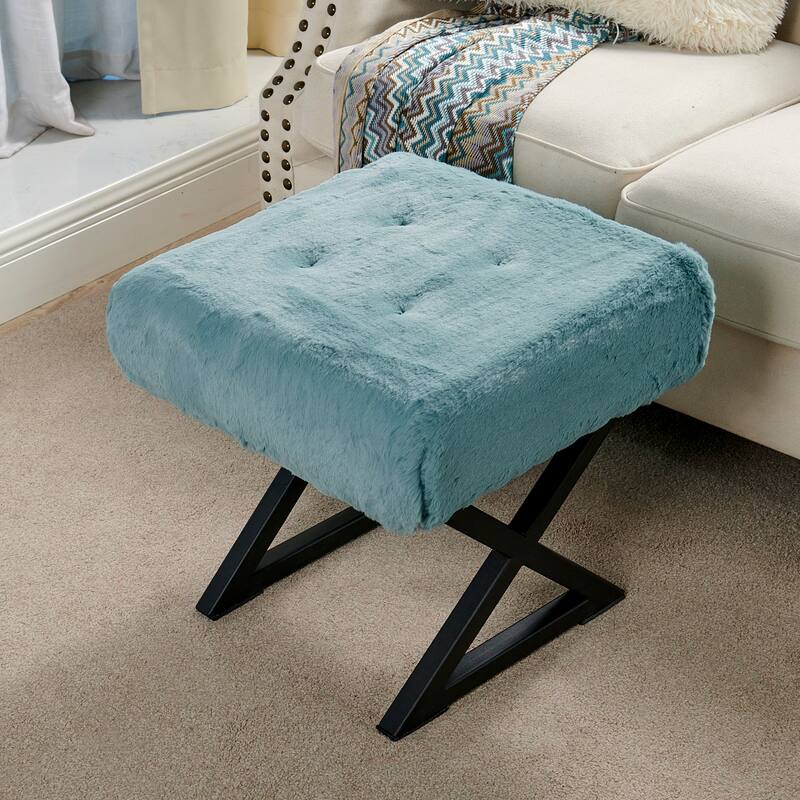 FauxFur Ottoman Vanity Stool 19"X19"X19".