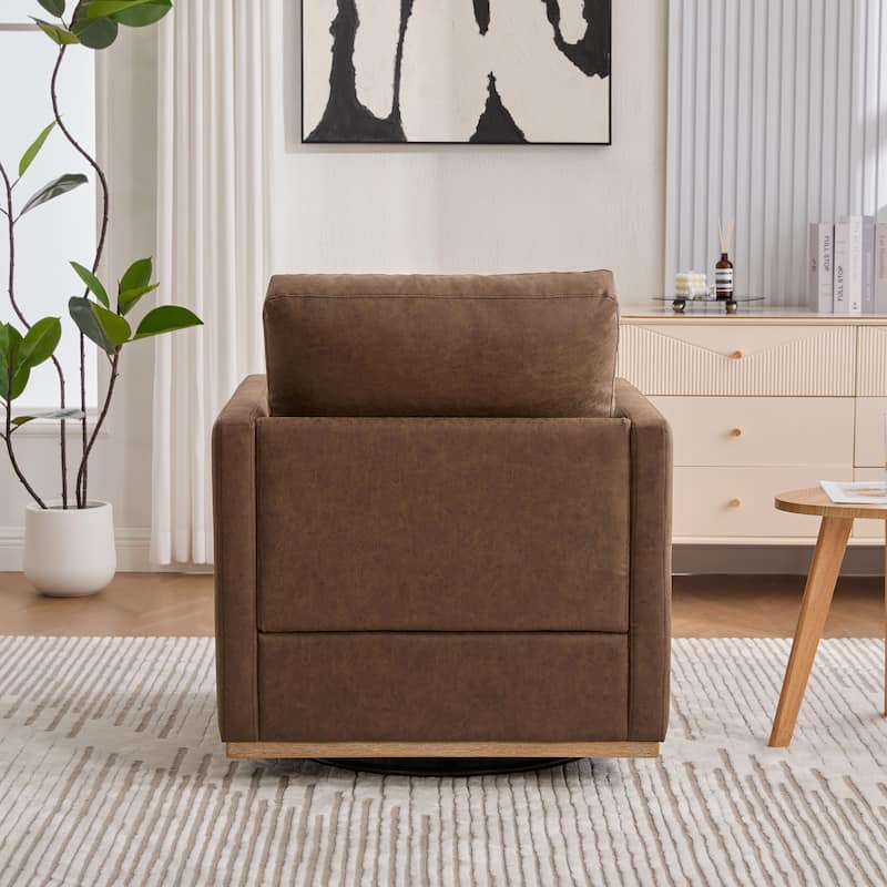 30.7"W Upholstered Square Swivel Accent Chair and Comfy Accent Single Sofa Chair, 360 Degree Club Chair Lounge Armchair