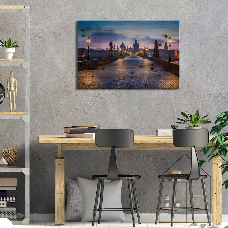 Charles Bridge In Prague, Czech Republic Print On Wood by Jan Becke - Multi-Color