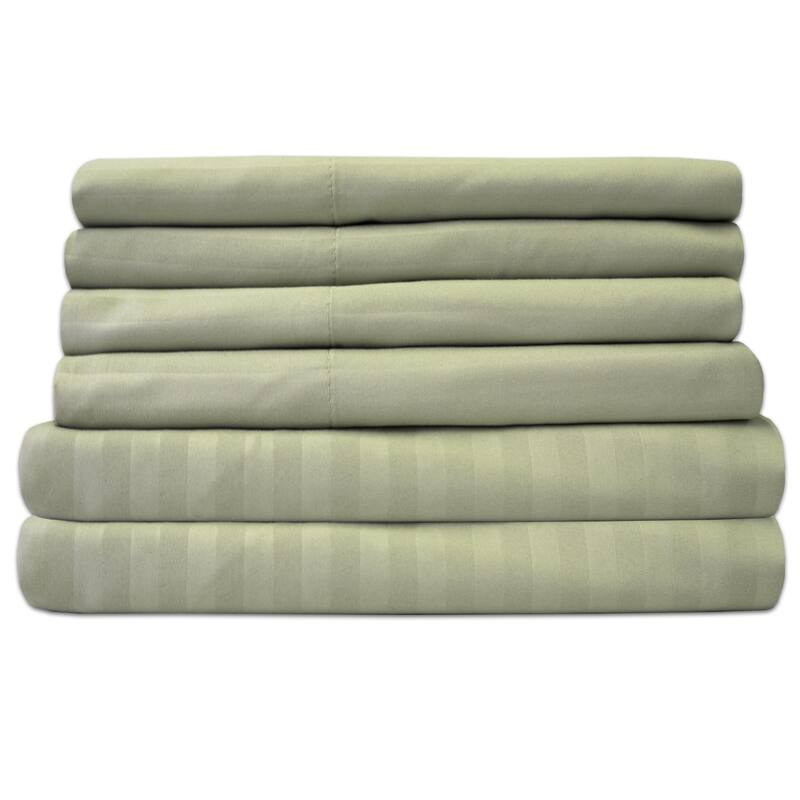 Sweet Home Collection Dobby Stripe 6-Piece Bed Sheet Set