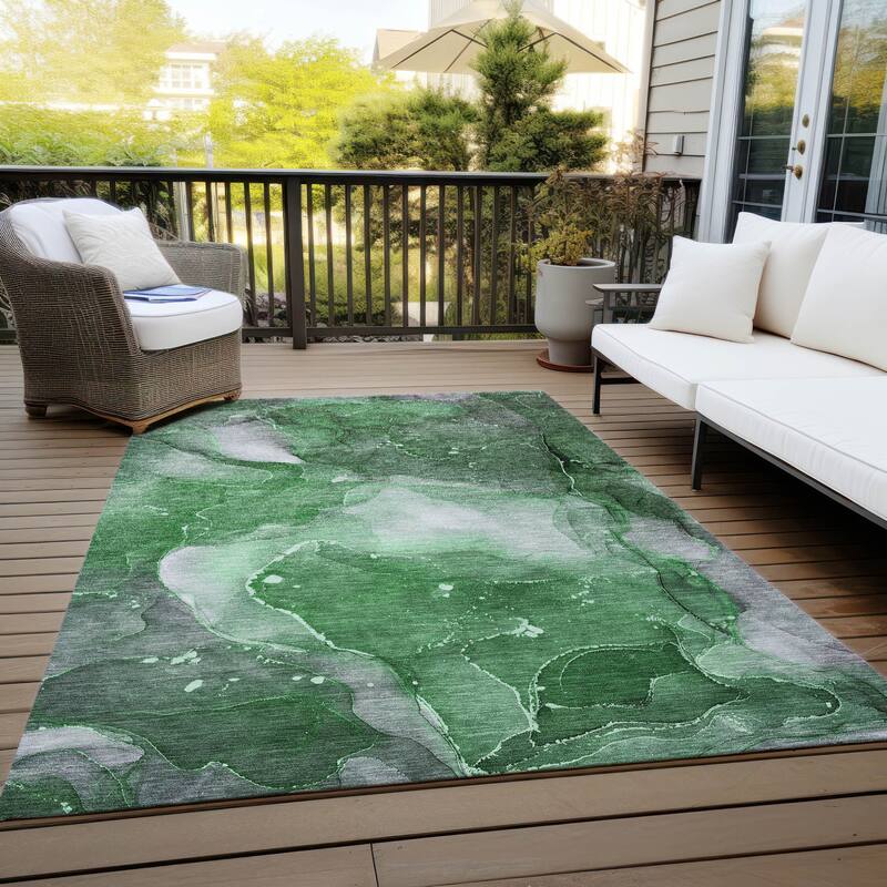 Fari Artistic Abstract Weather Resistant Classic Meets Modern Outdoor Rug