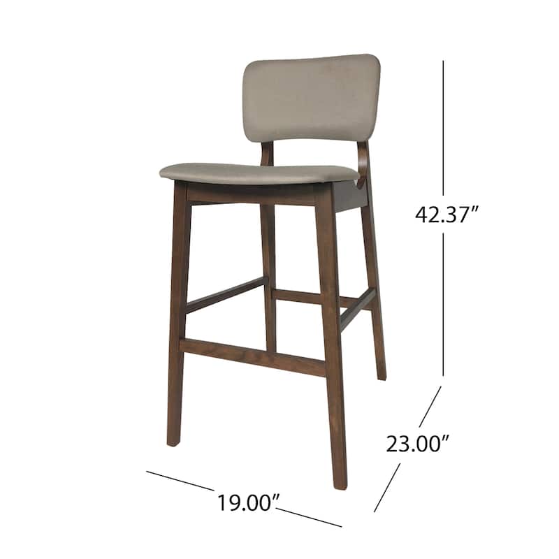 Mid-Century Modern Bar Stools With Soild Rubber Wood Frame, Set Of Two