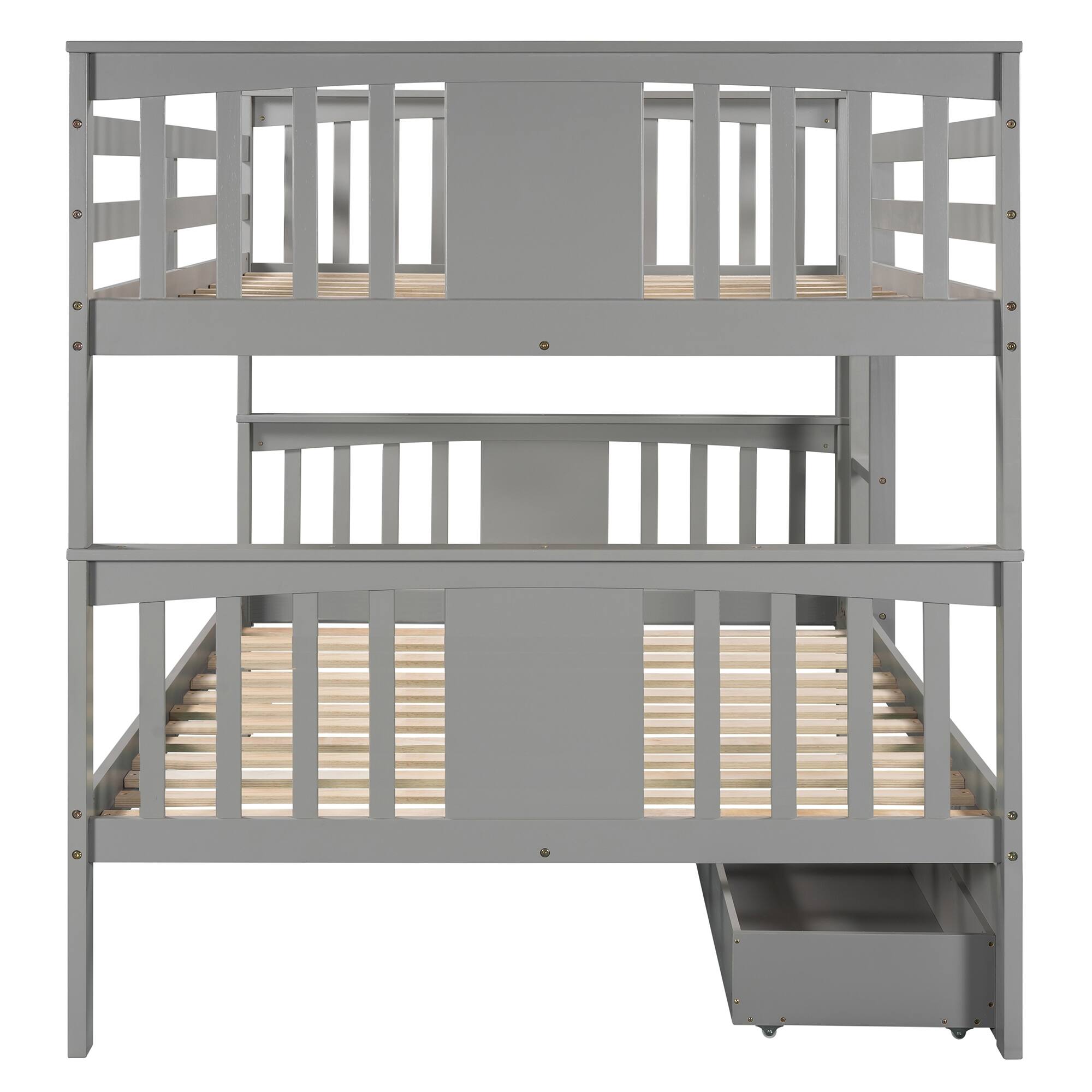 Full over Full Bunk Bed with UnderBed Drawers and Ladder for Bedroom, Guest Room Furniture