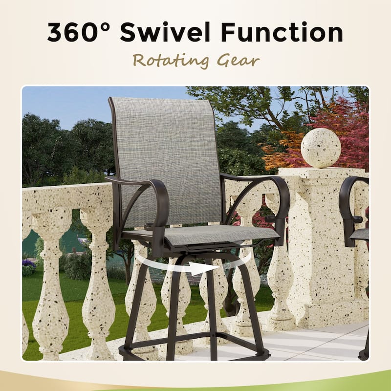 7-Piece Patio Bar Stool Set Textilene Swivel Stools