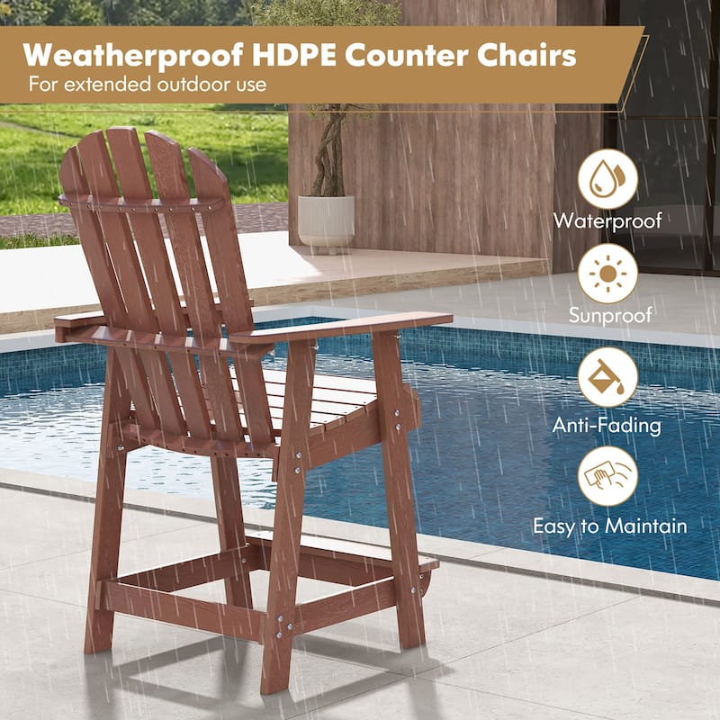 Gymax 2 PCS Bar Stool HDPE Patio Chair w/ Armrest Footrest Home Indoor
