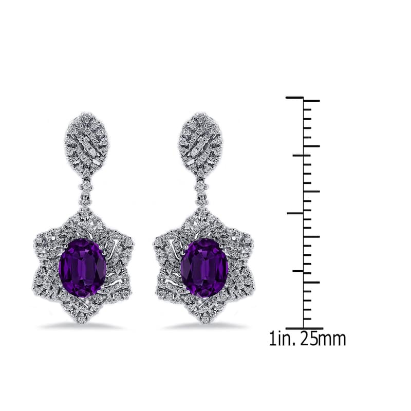Auriya 4 5/8ct Fancy Oval-cut Amethyst Halo Diamond Drop Earrings 1 1/4ctw 18k Gold