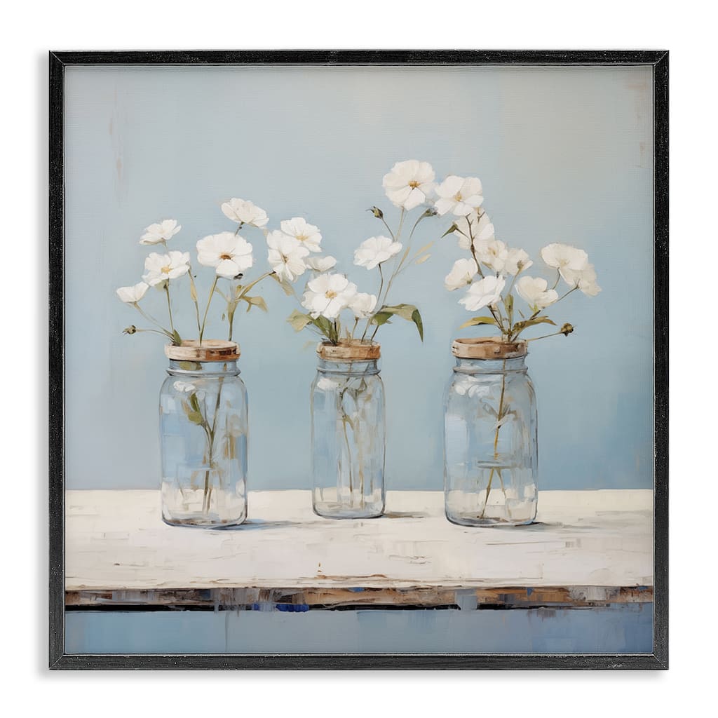 Stupell Country Jar Bouquet Trio Framed Giclee Art Design By Arlington Prints