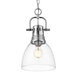 Yep by Golden Lighting Duncan 1-light 9in chain hung Pendant in Chrome and Clear Glass