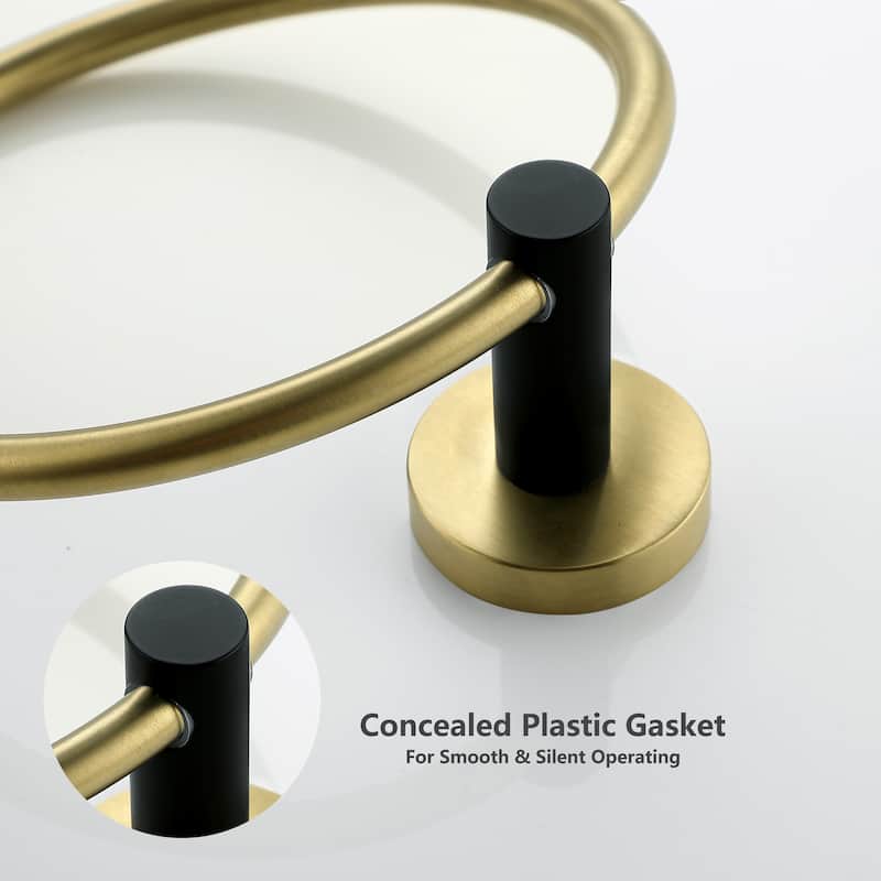 6-Piece Bath Hardware Set Towel Holder Set in Black and Gold