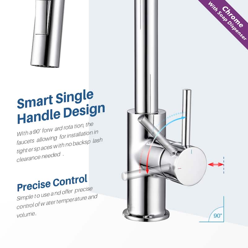 Blossom Solid Pull-Down Kitchen Faucet w/ 360 Swivel, Single Handle