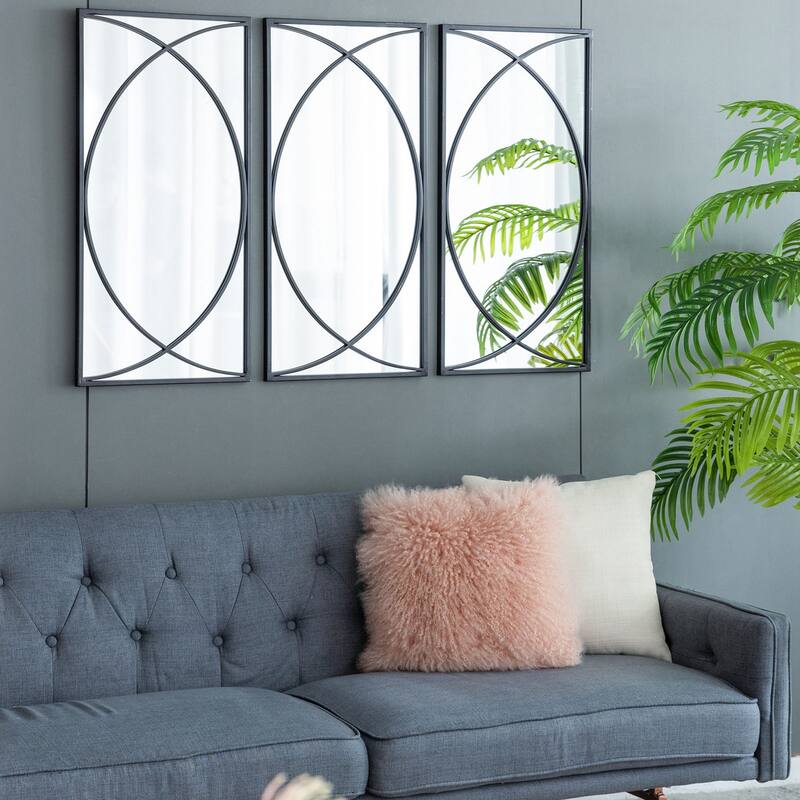 32" Rectangular Wall Mirrors with Black Frame - Black