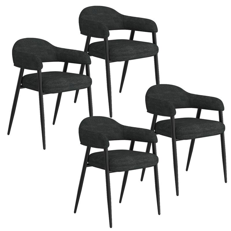 Contemporary Fabric and Metal Dining Chair, Set of 4