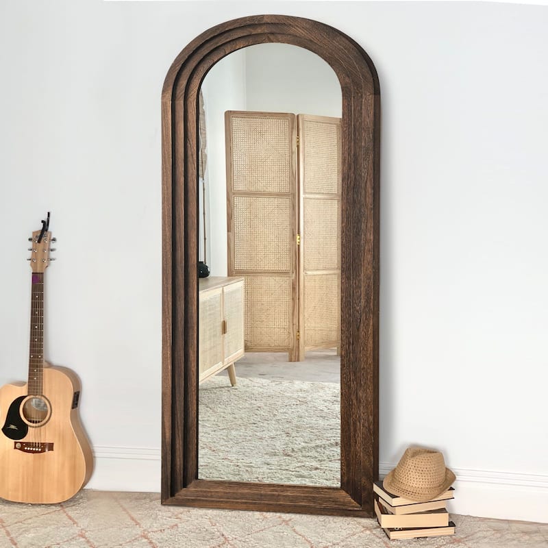 Wooden Frame Ladder-Style Wall Mirror - 71*31