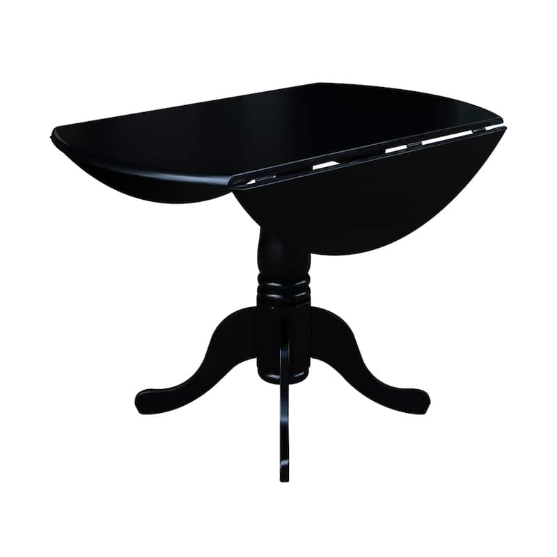 Round Pedestal Base Solid Wood 42-inch Drop-leaf Dining Table