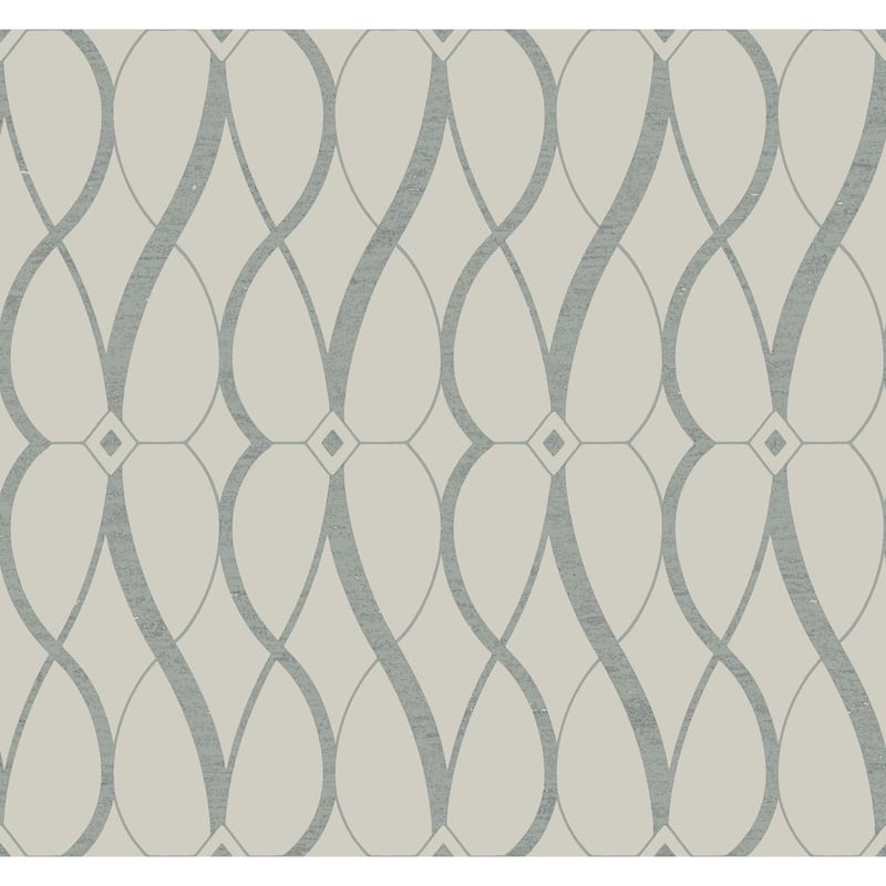 Fontaine, Graceful Geo 26.9' L X 27" W, Wallpaper Roll - Beige & Silver