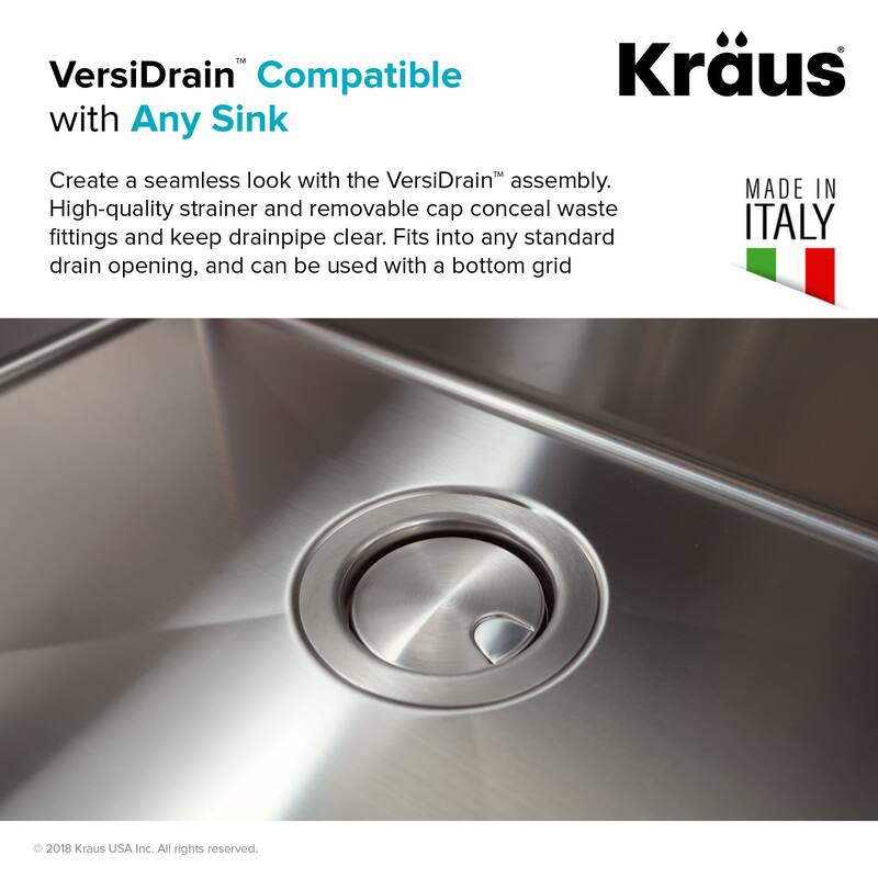 Kraus Kitchen Sink Basket Strainer with Cover - Stainless Steel