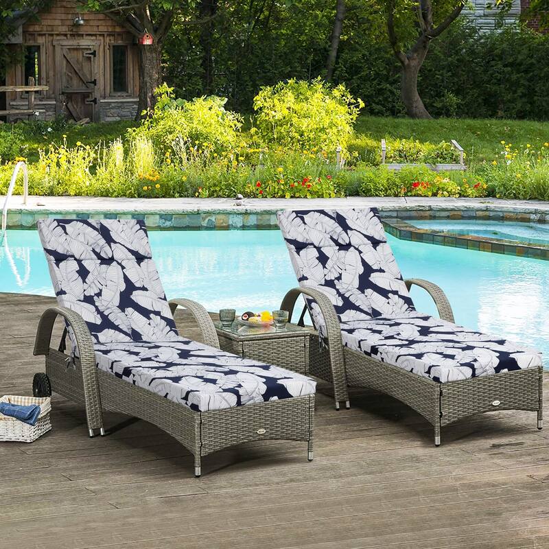 2 Piece Polyester Outdoor Cushions Set with Ties and High-Density Sponge - 66X23inch
