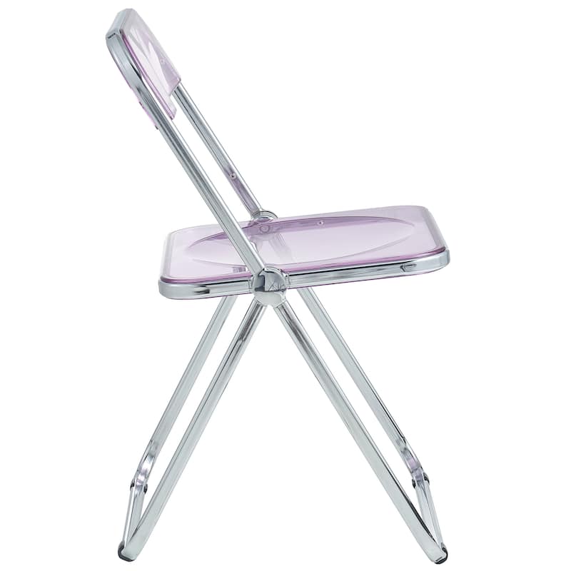 LeisureMod Lawrence Acrylic Folding Dining Chairs and Dining Table Set