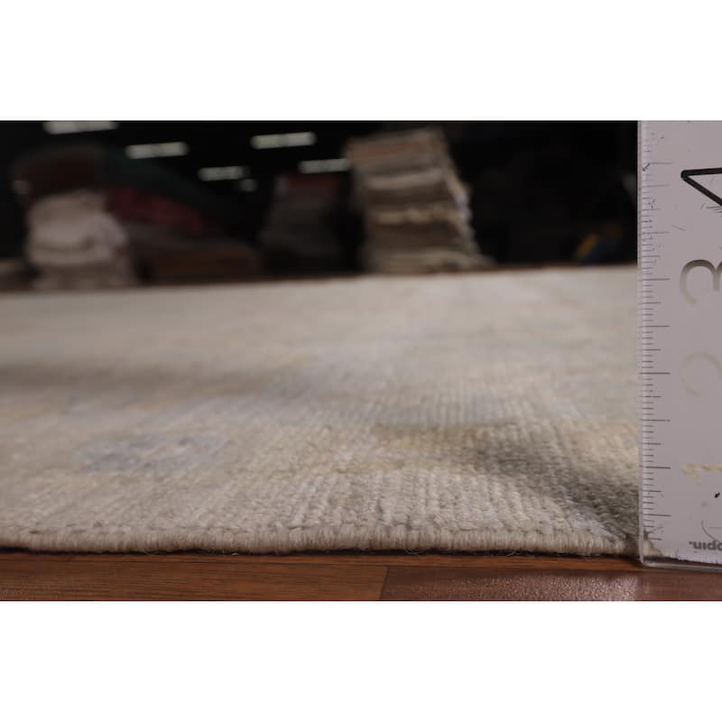 Vegetable Dye Oushak Turkish Rug Hand-Knotted Dining Room Wool Carpet - 9'0"x 12'1"