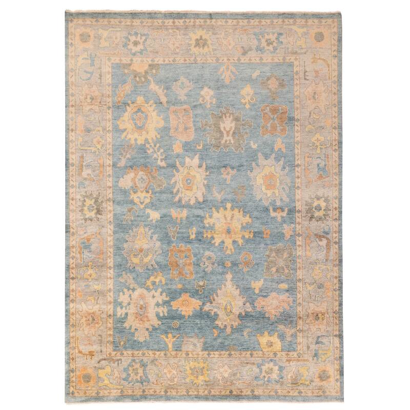 ECARPETGALLERY Hand-knotted Modern Oushak Sky Blue Wool Rug - 9'1 x 12'3