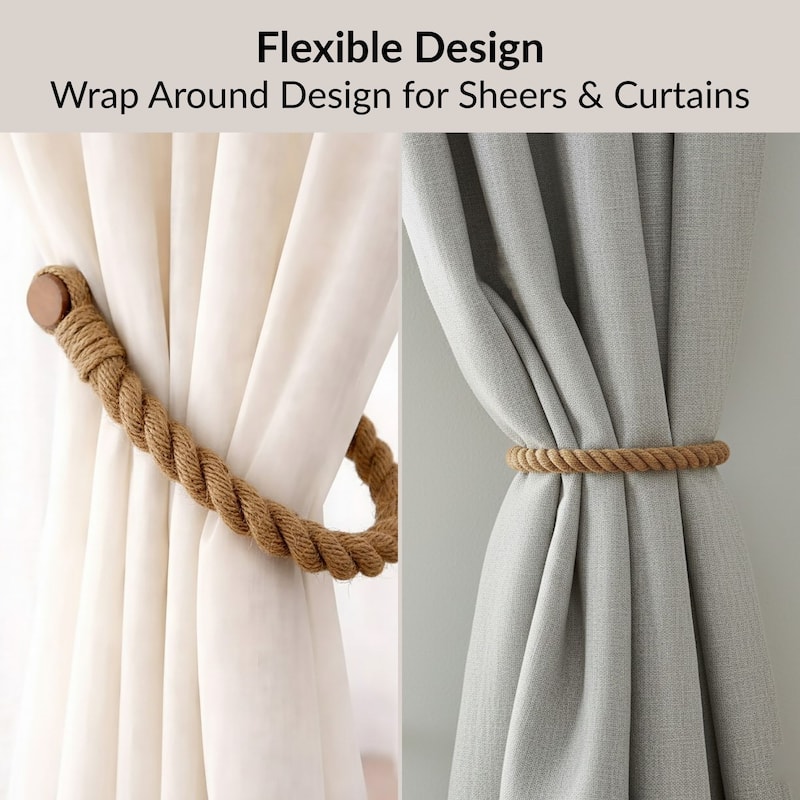 Twisted Curtain Tiebacks with Magnetic Closure 19.75 x 0.75 in