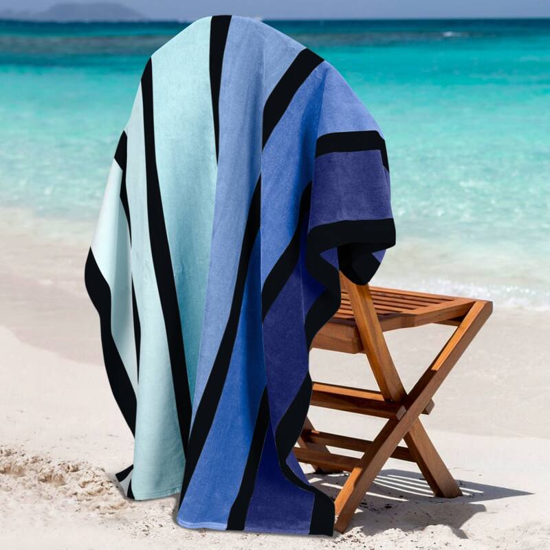 Superior Faded Stripes Cotton Velour Quick-Dry Oversized Beach Towel