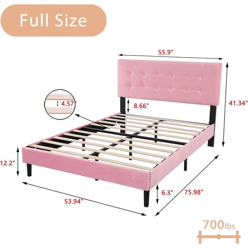Alazyhome Square Tufted Upholstered Platform Bed Frame