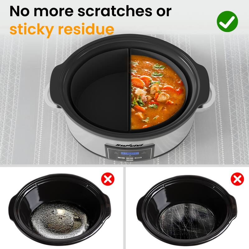 6 Quart Programmable Slow Cooker with 2 in 1 Silicone Liners