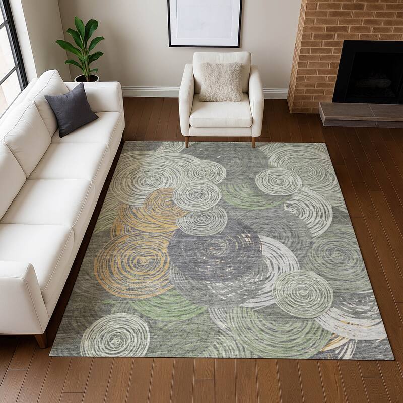Machine Washable Indoor/ Outdoor Modern Twister Chantille Rug
