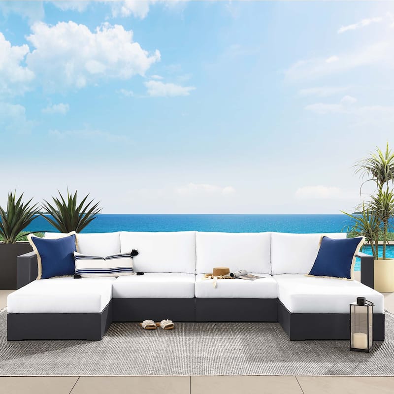 Tahoe Patio Aluminum 4-Piece Sectional Sofa Set - White