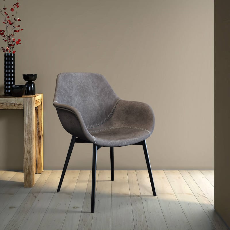 Markley Leather Dining Chair with Iron Legs Set of 4 Modern Accent Armchair