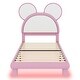 preview thumbnail 5 of 6, Twin Size Upholstered Platform Bed with Cartoon Ears Shaped Headboard