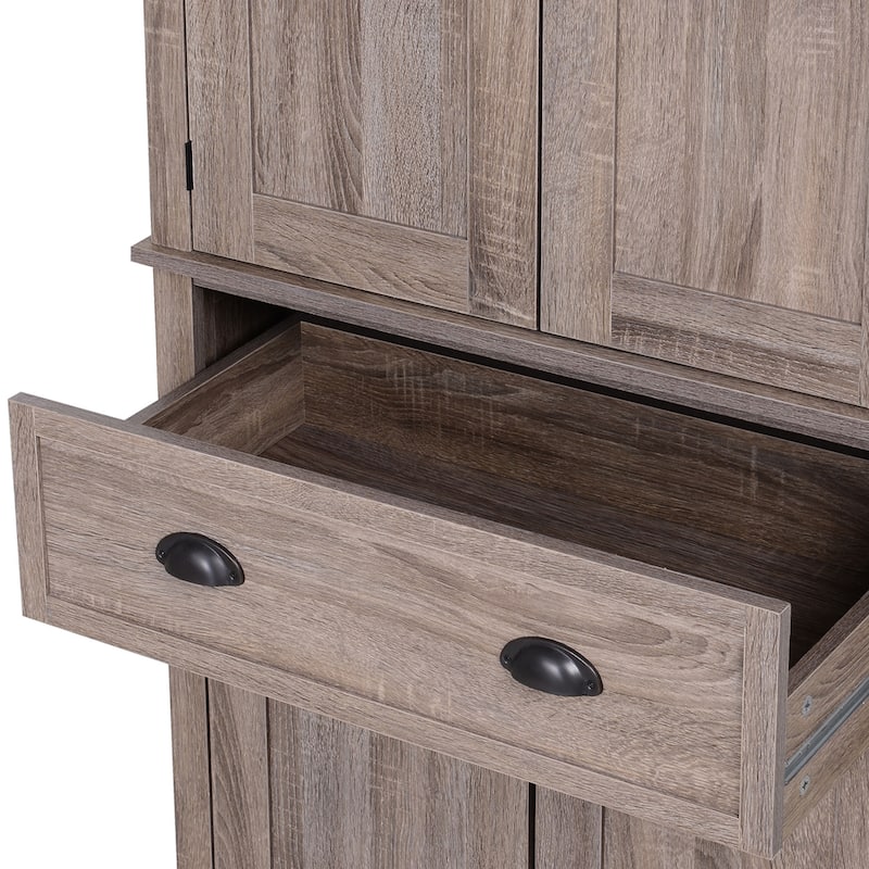 72" Freestanding Kitchen Pantry Cabinet, Tall Storage Cabinet with 2 Door Cupboards, 2 Drawers and Adjustable Shelves