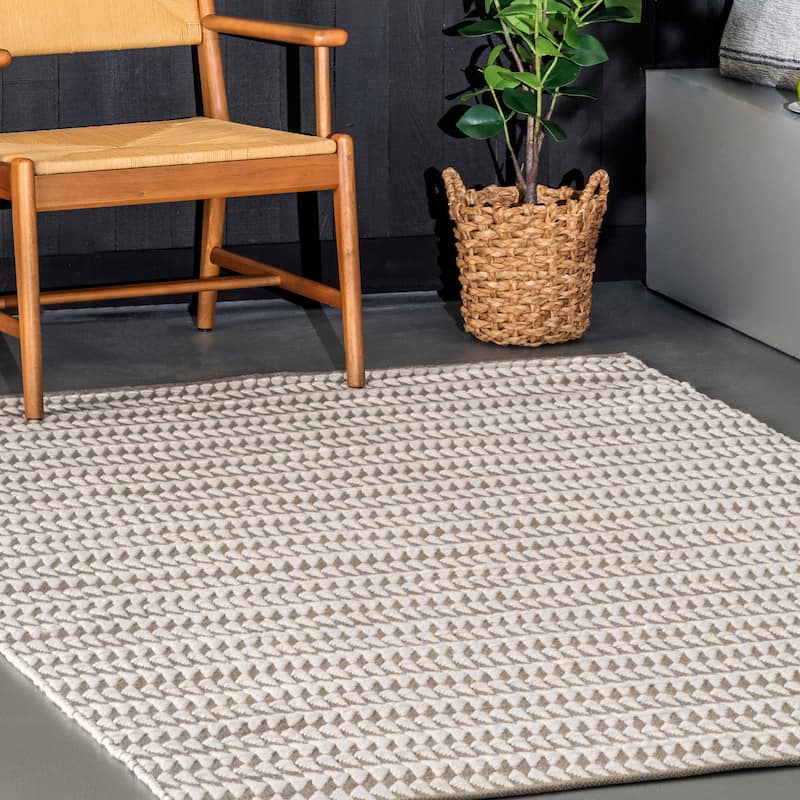 Nuloom Ivory Handmade Modern Textured Ridges Indoor/Outdoor Area Rug