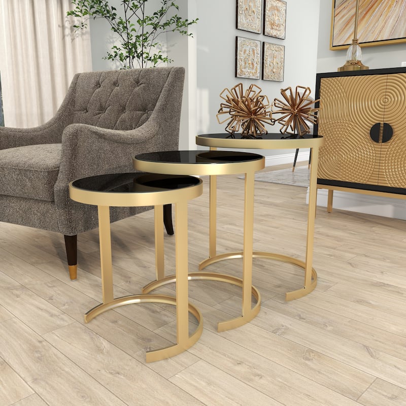 Black/Gold Metal Accent Tables (Pack of 3)